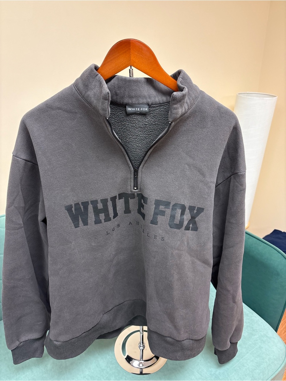 White Fox Boutique Charcoal Gray Half-Zip Sweatshirt - Picture 1 of 4